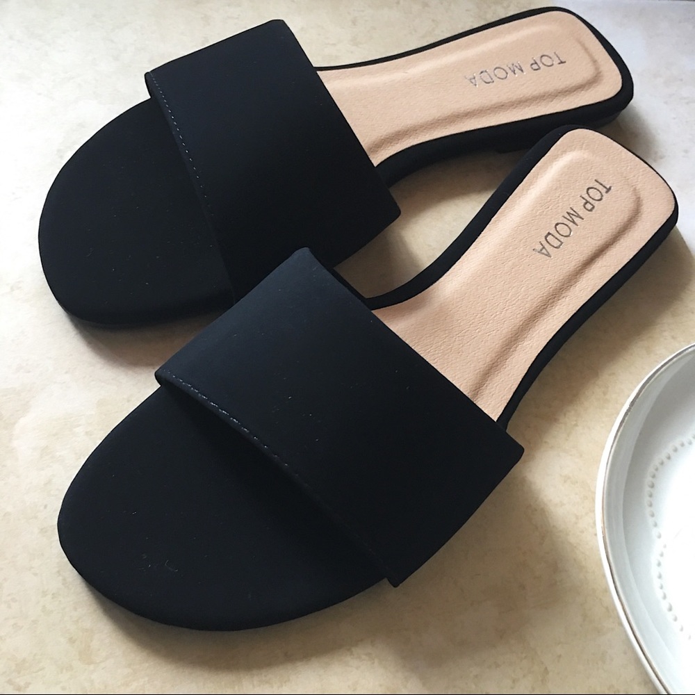 Black Slip On Sandals | Various sizes - Picture 3 of 5